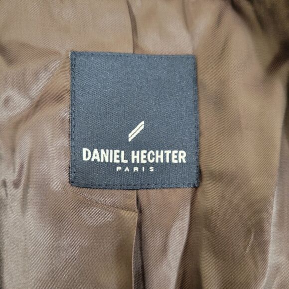 Daniel Hechter Paris 42L Wool Polyester Viscose Navy Blue Plaid Two-Button Front - Picture 6 of 12